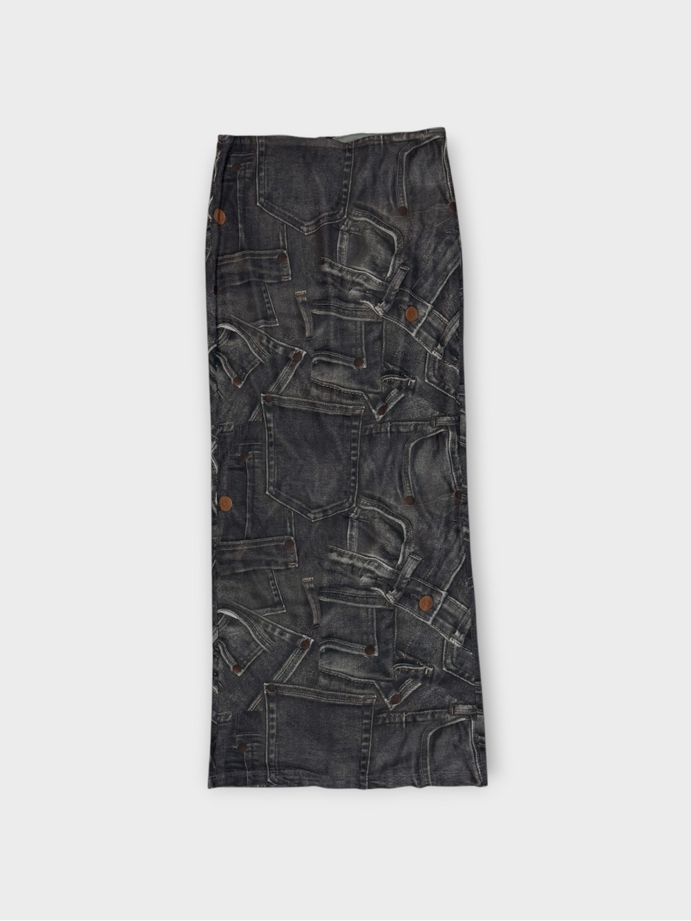 Blanc Clothing Trompe-l’Oeil Denim Print Maxi Skirt